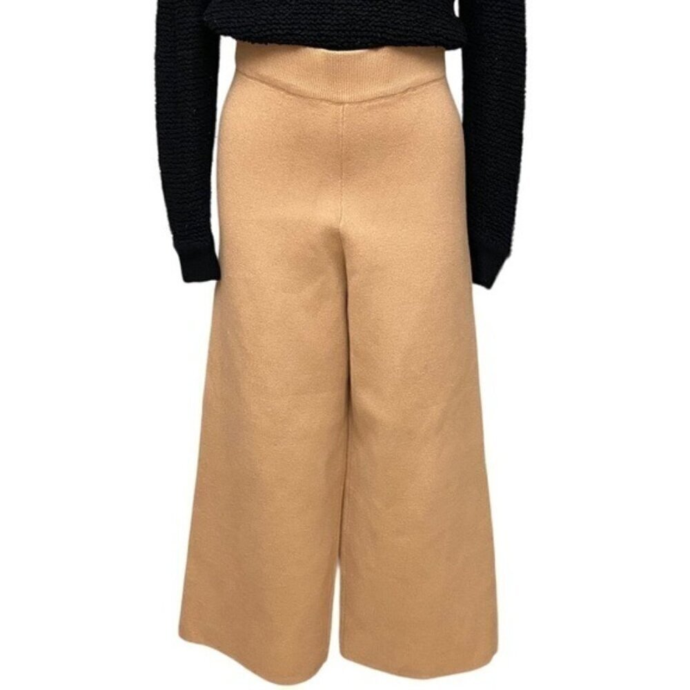 LUCCA Couture Wide Leg Sweater Knit Pant in Camel Tan Size Small
